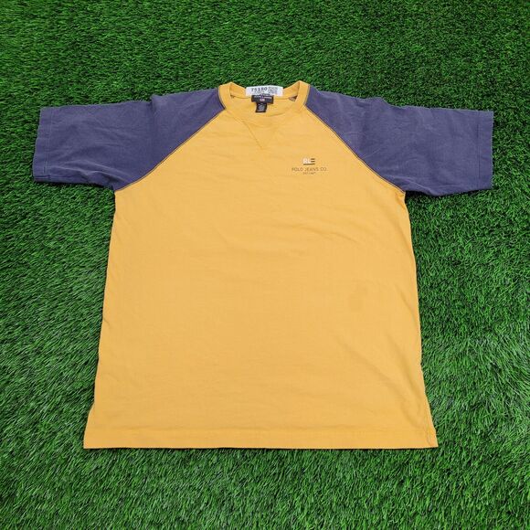 Vintage Polo-Jeans CO Shirt M/L 21x26 Ralph-Lauren Yellow - Picture 1 of 14